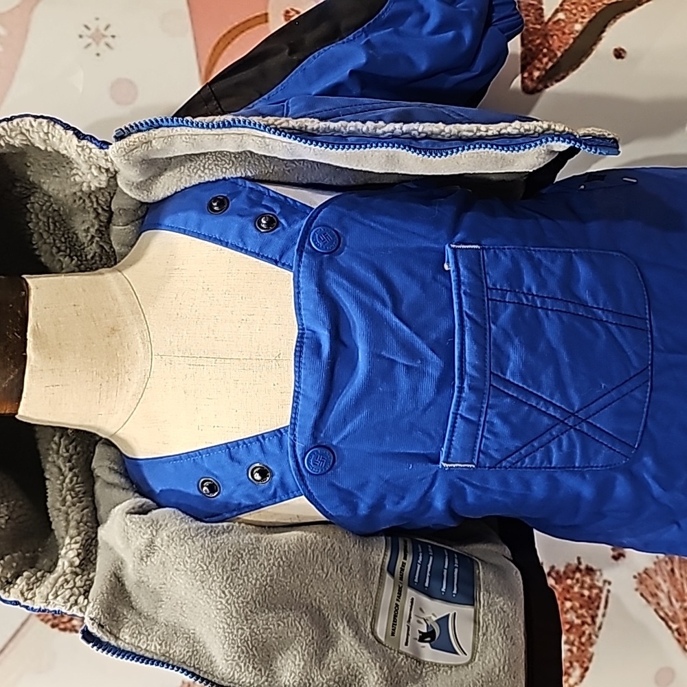 F Columbia 2 Piece Snow Suit Boy's infant Fleece Lined Blue Size 6 Months - Picture 6 of 7